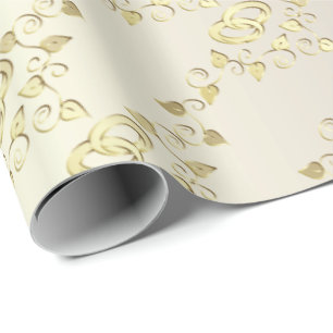 Papier Cadeau L'Élégant Mariage D'Or Sonne Blanche
