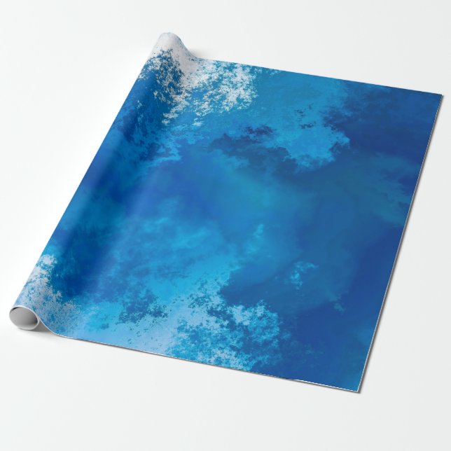 Papier Cadeau L'Élégant Océan Bleu Abstrait Vague L'Art Acryliqu (Déroulé)