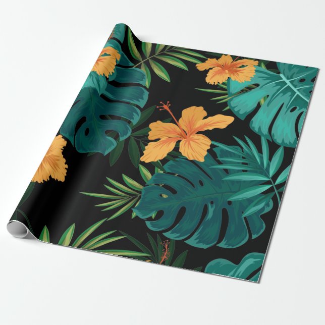 Papier Cadeau L'élégante flore botanique tropicale et l'art Feui (Déroulé)
