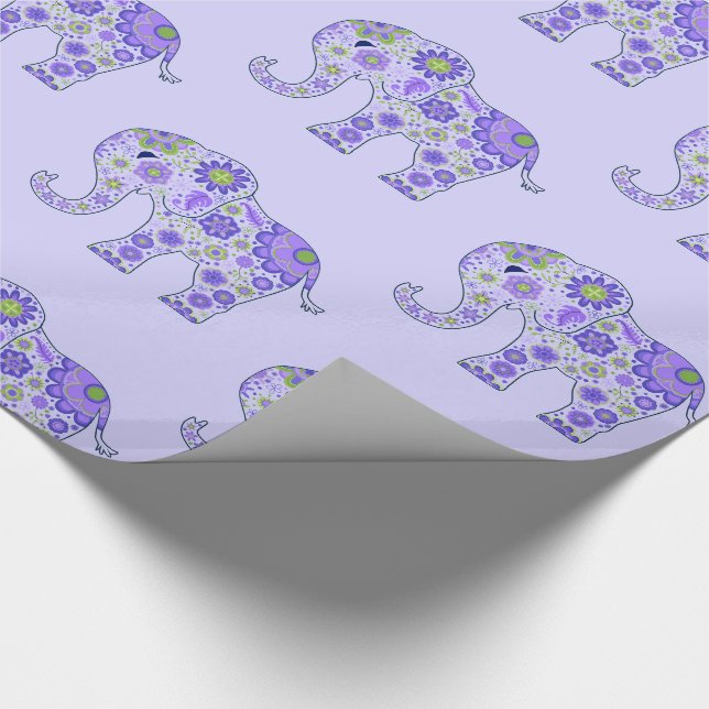 Papier Cadeau L'éléphant fleurit le pourpre (Coin)