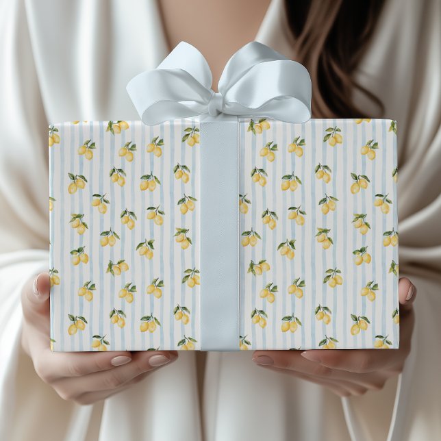 Papier Cadeau Lemon Blue Italian Bridal Shower (Créateur téléchargé)