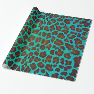 Papier Cadeau Léopard Brown et Turquoise