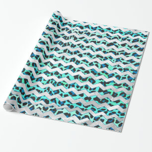 Papier Cadeau Léopard noir et Turquoise