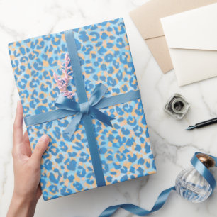 Papier Cadeau Léopard Orange Et Bleu