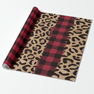 Papier Cadeau Leopard Safari Buffalo Plaid Noël