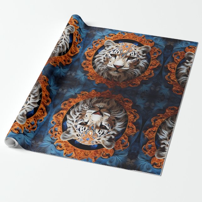 Papier Cadeau Léopard vibrant aux motifs floraux (Déroulé)