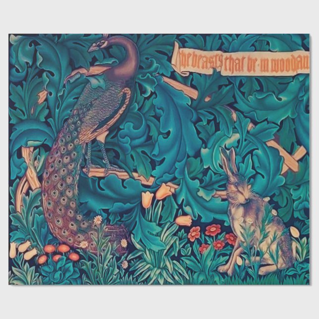 Papier Cadeau Les animaux dans la forêt, William Morris (Plat)