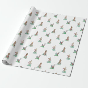 Papier Cadeau Les animaux de Noël du yoga