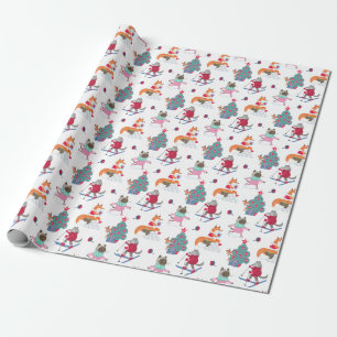 Papier Cadeau Les animaux des bois Renard Wolf Deer dans les ant