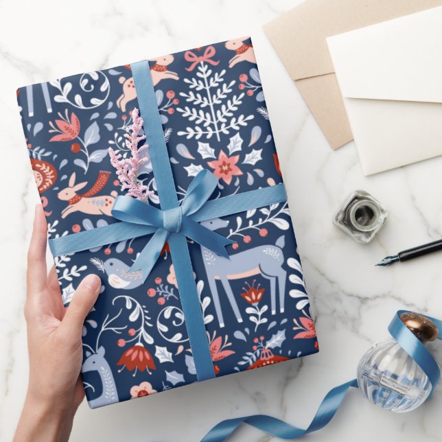 Papier Cadeau Les animaux des bois scandinaves Noël (Cadeaux)