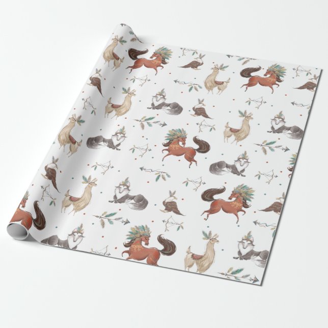 Papier Cadeau Les animaux des forêts tribales Baby shower des ga (Déroulé)