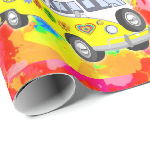 Papier Cadeau les années 1970 Retro Hippy Van Tie Dye des anné