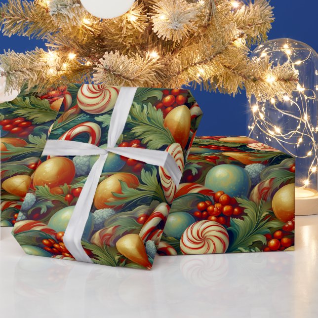 Papier Cadeau les années 50 60s Vintage Noël papier d'emballage  (Vacances)