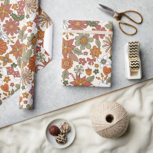 Papier Cadeau les années 70 Nostalgie Retro Fleur Super Noël