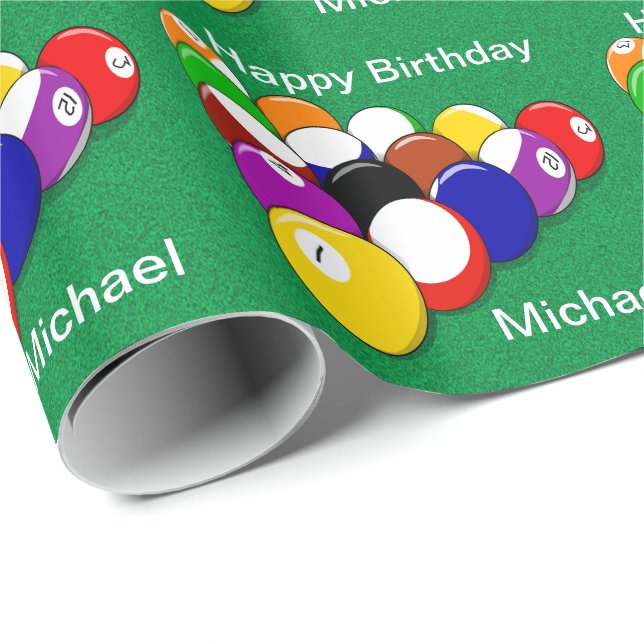 Papier Cadeau Les boules de piscine de boules de billard ont (Coin rond)