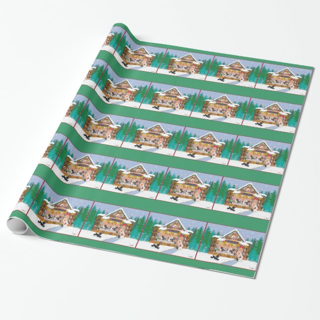 Papier Cadeau Les canicules de la maison de Noël en pain d'épice (Déroulé)