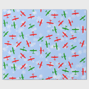 Papier Cadeau Les Cessnas de Noël volent à travers les flocons d