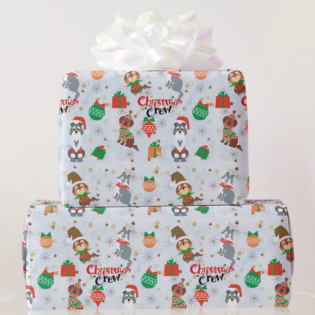 Papier Cadeau Les chiens de l'équipage de Noël en costume (Créateur téléchargé)