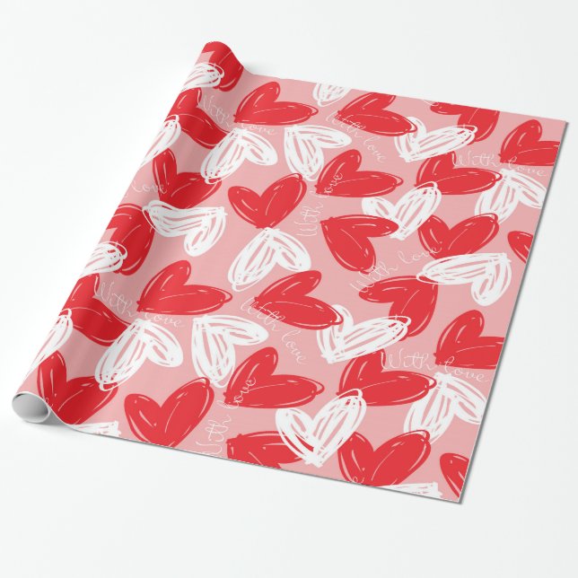 Papier Cadeau Les coeurs "Avec amour" de Valentine (Déroulé)