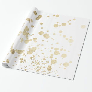 Papier Cadeau Les confettis élégants d'or blanc à la mode chic