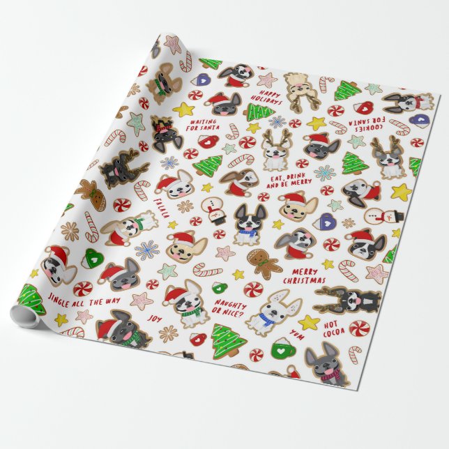 Papier Cadeau Les cookies de Noël français enveloppent le papier (Déroulé)