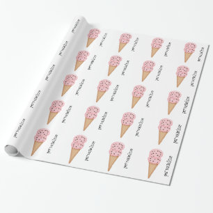 Papier Cadeau Les cornets de crème glacée roses personnalisent