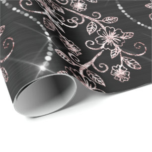 Papier Cadeau Les diamants scintillants rougissent or noir de