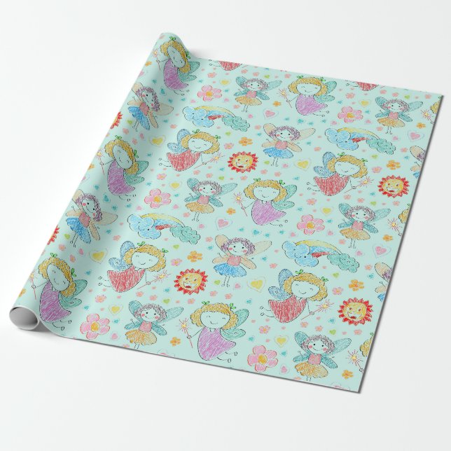 Papier Cadeau Les Doodles Fairy de l'enfant (Déroulé)