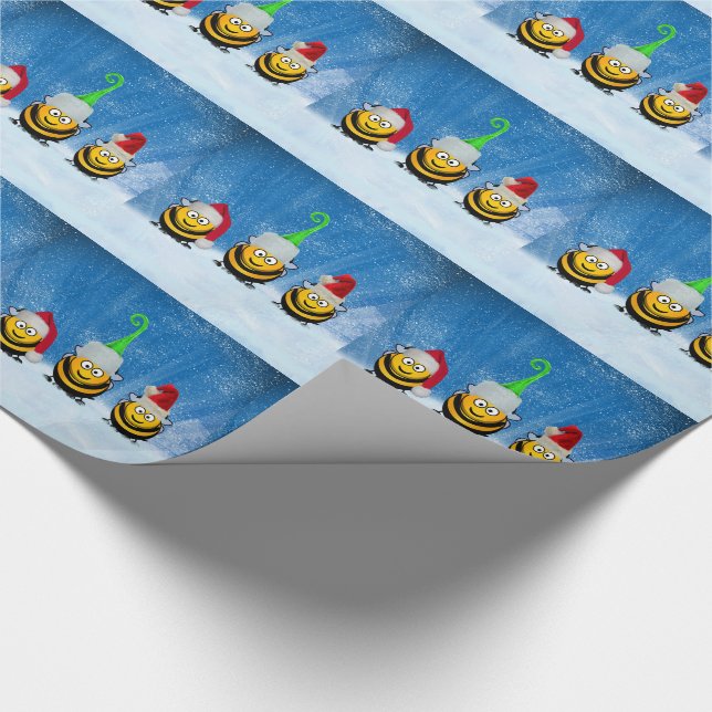 Papier Cadeau Les elfes d'abeilles de Noël au pôle Nord (Coin)
