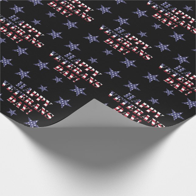 Papier Cadeau Les étoiles et les rayures Joyeux Jour des Vétéran (Coin)