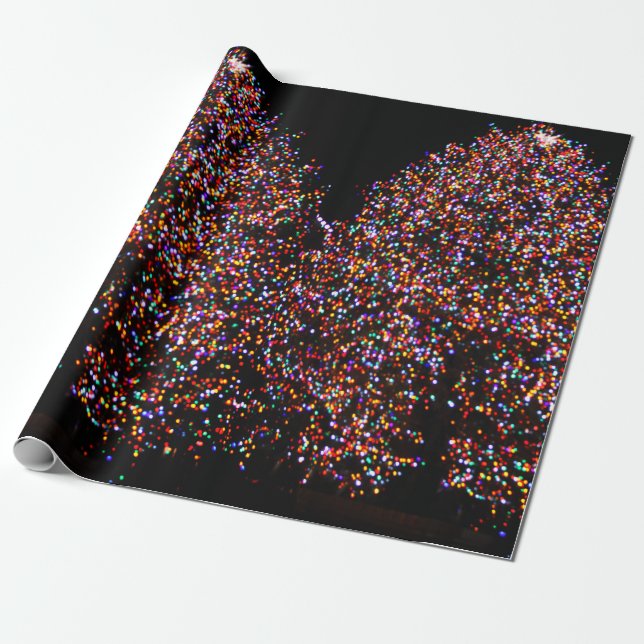 Papier Cadeau LES FEUX D'ARBRE DE NOËL SUR LE Papier D'EMBALLAGE (Déroulé)