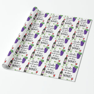 Papier Cadeau Les filles veulent juste prendre le vin !