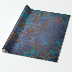 Papier Cadeau Les fleurs de défilement de Patina sur le violet