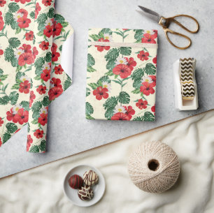 Papier Cadeau Les fleurs tropicales du Lotus Blanc