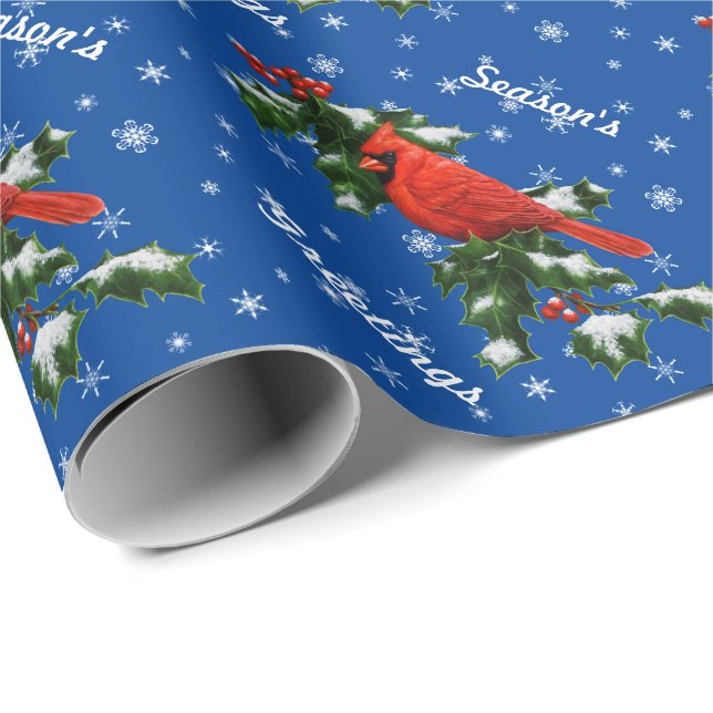 Papier Cadeau Les flocons cardinaux et Holly (Coin rond)