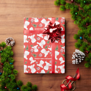 Papier Cadeau Les flocons de neige Bear Blueberries Poinsettia E