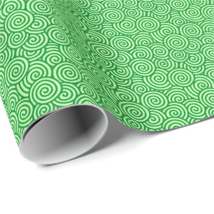 Papier Cadeau Les Japonais tourbillonnent motif - vert de pin et