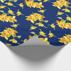 Papier Cadeau Les jonquilles jaunes sur le bleu
