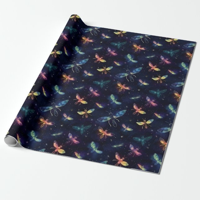 Papier Cadeau Les lucioles dans le ciel nocturne (Déroulé)