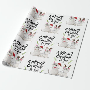 Papier Cadeau Les mignons chats de Noël Père Noël et l'Motif 