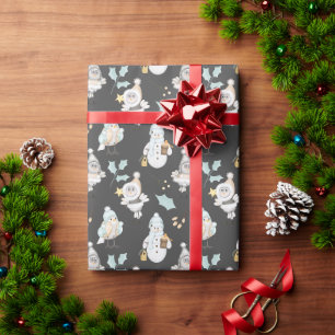 Papier Cadeau Les neigeurs et les oiseaux de Noël