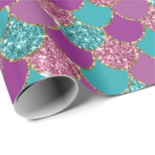 Papier Cadeau Les parties scintillantes Teal fuchsia violet