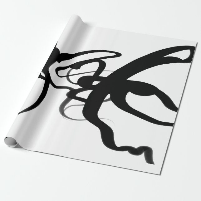Papier Cadeau Les Plongeurs : Noir et Blanc Abstrait (Déroulé)
