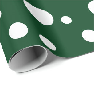 Papier Cadeau Les Pois verts et blancs foncés