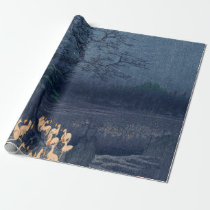 Papier Cadeau Les renards au sanctuaire de nuit Ukiyo-e Art japo