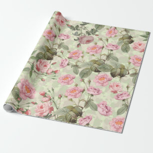 Papier Cadeau Les Roses de Blush Antique Redouté sur le motif v