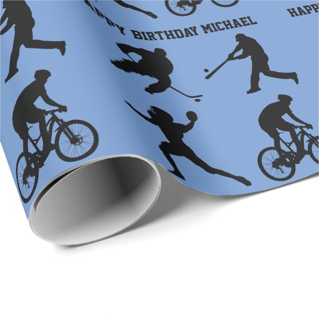 Papier Cadeau Les sports figure votre texte (Coin rond)