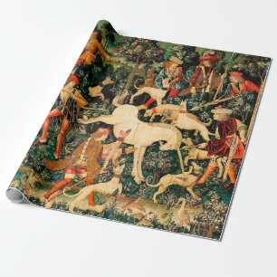 Papier Cadeau Les Tapisseries Unicorne défendent la chasse