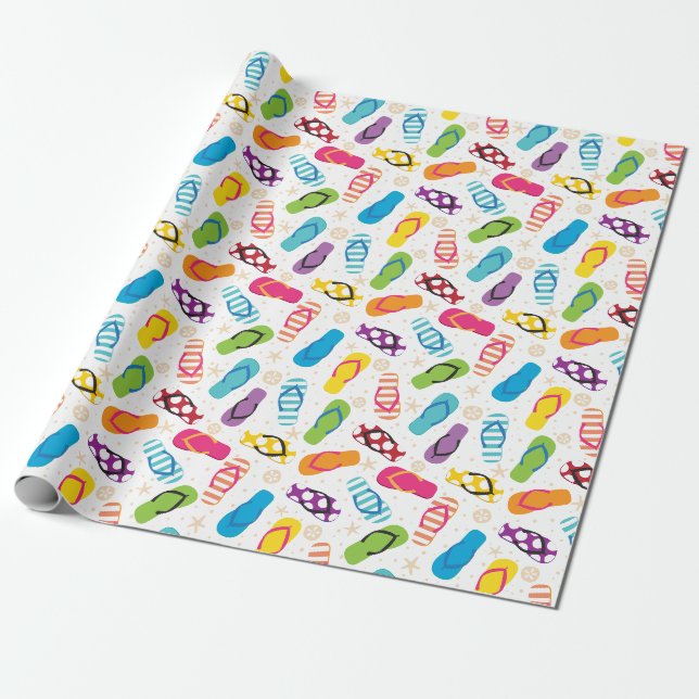 Papier Cadeau Les tongs de plage d'été (Déroulé)