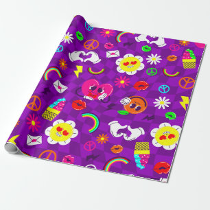 Papier Cadeau les valentines des années 1960 signe de paix arc-e